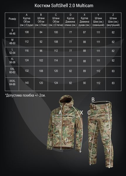 Костюм волого-вітрозахисний SoftShell (куртка та штани) Мультикам M