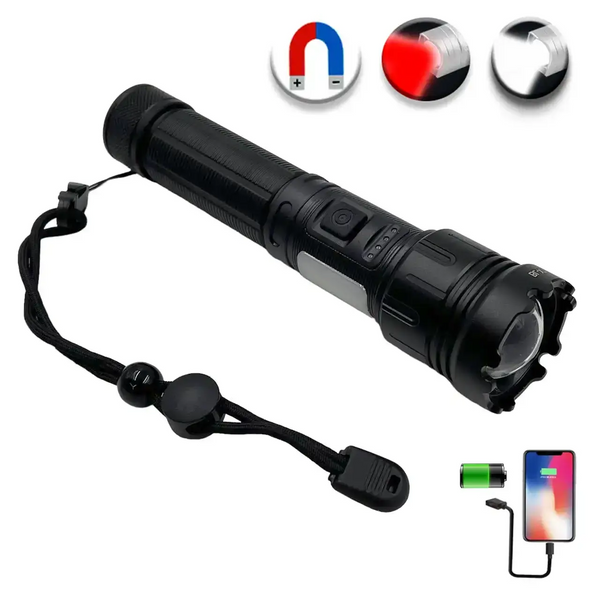 Ручной фонарь BL-X75-P50 SMD zoom + PowerBank + магнит + Type-C 18650 (3 + 4 режима)