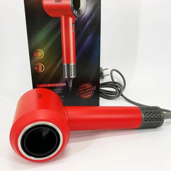 Фен професійний VGR V-445 (3 рівні обдування, 4 рівні температури) 1600W Червоний