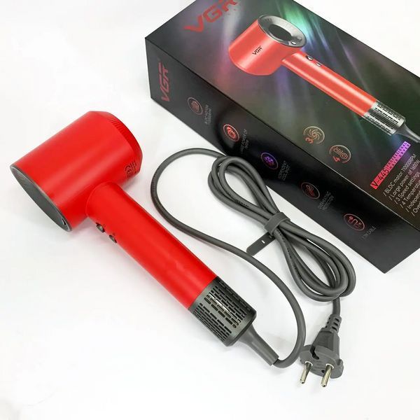 Фен професійний VGR V-445 (3 рівні обдування, 4 рівні температури) 1600W Червоний