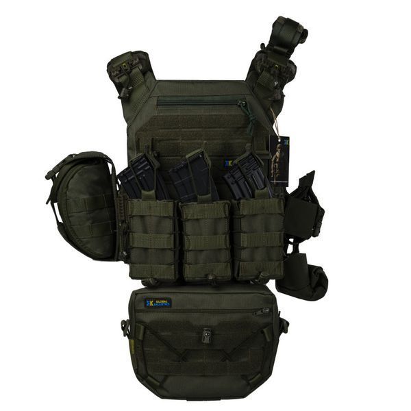 Плитоноска тактична Warmor Gen.3 Pro Max зі швидким скиданням з підсумками (Оливковий)