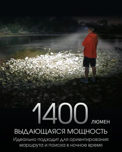 Налобний ліхтар Nitecore NU43 (біле + червоне світло) 1400лм 9 режимів USB-C з датчиком наближення