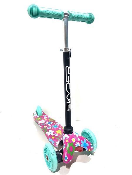 Триколісний самокат Best Scooter Skyper Maxi колеса з підсвічуванням PU 120мм (Бірюзовий)