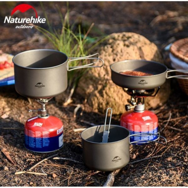 Титановая кастрюля (котелок) со складной ручкой 1300мл Naturehike NH18T202-B