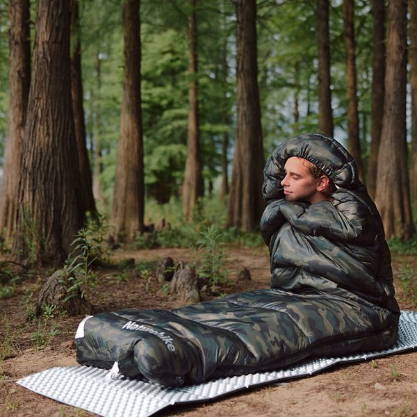 Спальний мішок з капюшоном Naturehike M320 CNK2350WS023 правий (Зелений камуфляж)