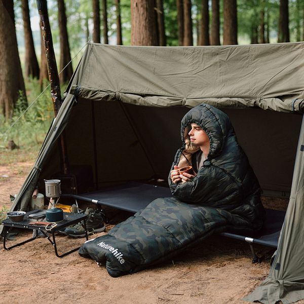 Спальний мішок з капюшоном Naturehike M320 CNK2350WS023 правий (Зелений камуфляж)