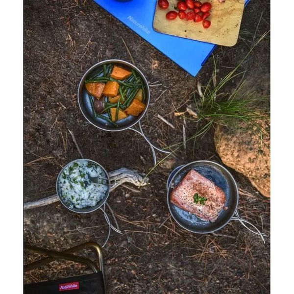 Титановая кастрюля (котелок) со складной ручкой 1300мл Naturehike NH18T202-B