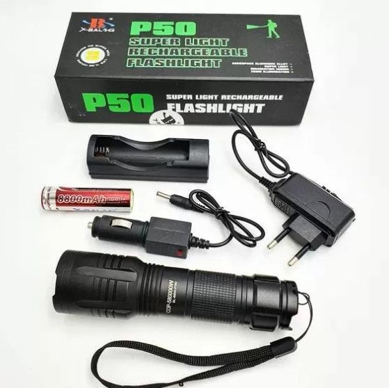 Фонарь X-Balong BL-8900-P90 zoom + ЗУ 220/12В + 18650 + 5 режимов