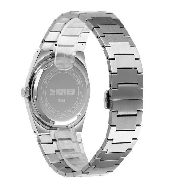 Чоловічий класичний годинник Skmei 9288 (Сріблястий з синім циферблатом)
