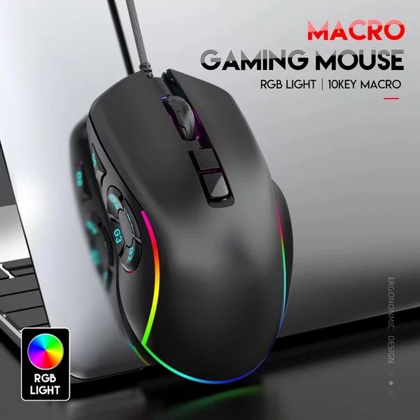 Игровая проводная мышь X9 с RGB подсветкой (Черный)