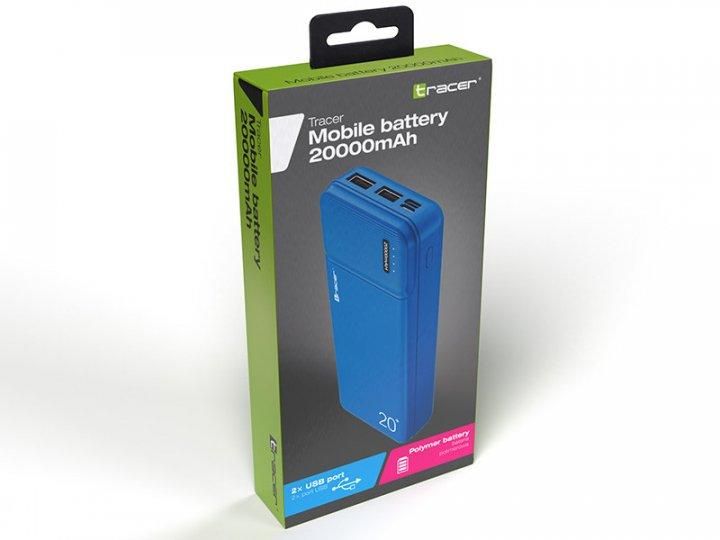 Внешний аккумулятор Power bank Tracer 20000mAh 5V-2A 2USB + micro type-C