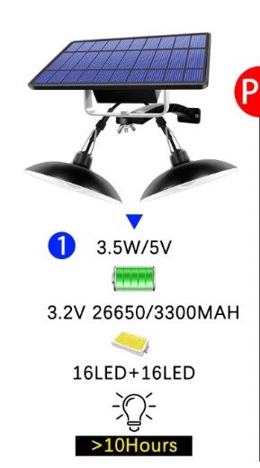 Подвесной наружный светильник на солнечной батарее 16 Led + 16 Led 520 Lm 2 светильника (лампы)