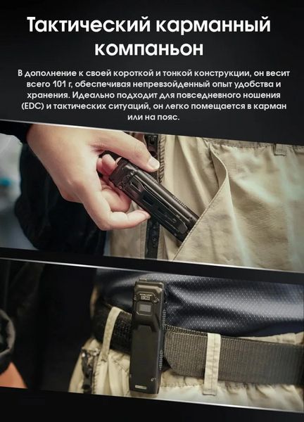 Мощный ручной фонарь Nitecore EDC23 2500лм USB-C (6 режимов) Черный
