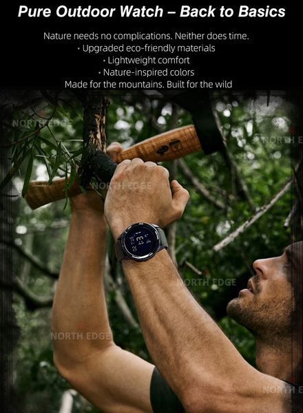 Годинник чоловічий водостійкий тактичний North Edge Terrax Special Blue з компасом (2 ремінці)