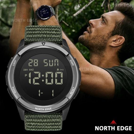 Годинник чоловічий водостійкий тактичний North Edge Terrax Green (2 ремешка)