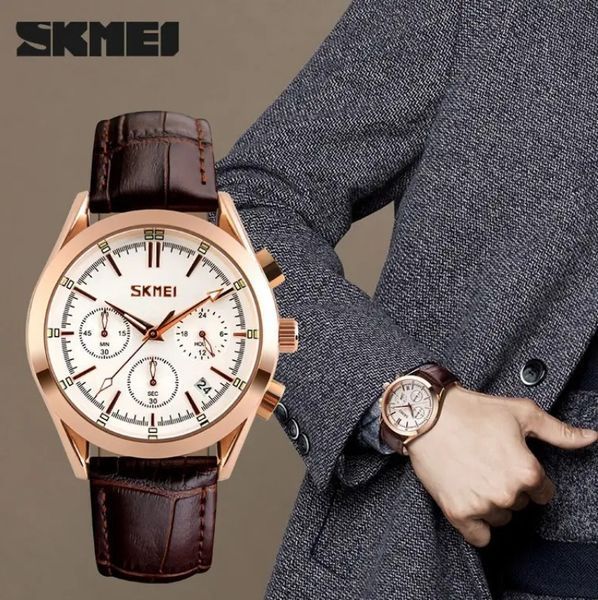 Чоловічий годинник Skmei Prestige 9127 класичний Коричневий