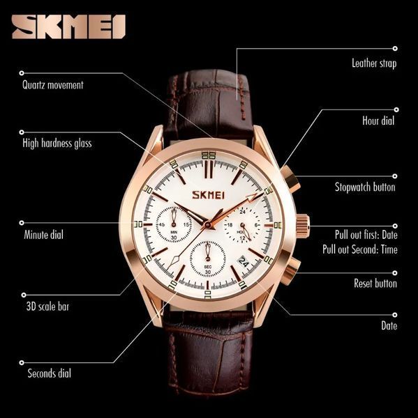Чоловічий годинник Skmei Prestige 9127 класичний Коричневий
