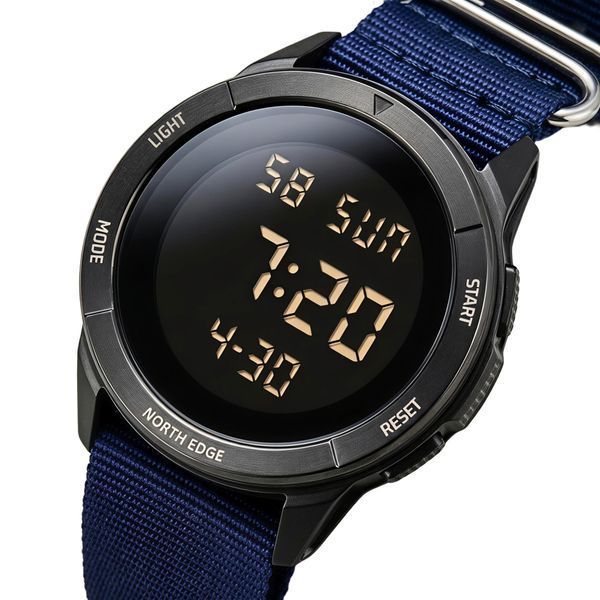 Годинник чоловічий водостійкий тактичний North Edge Terrax Special Blue з компасом (2 ремінці)