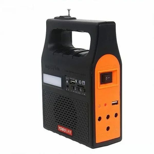 Зарядная солнечная станция Yobolife 3601-LM 6V Powerbank + фонарь + FM радио + MP3 + 2 лампы