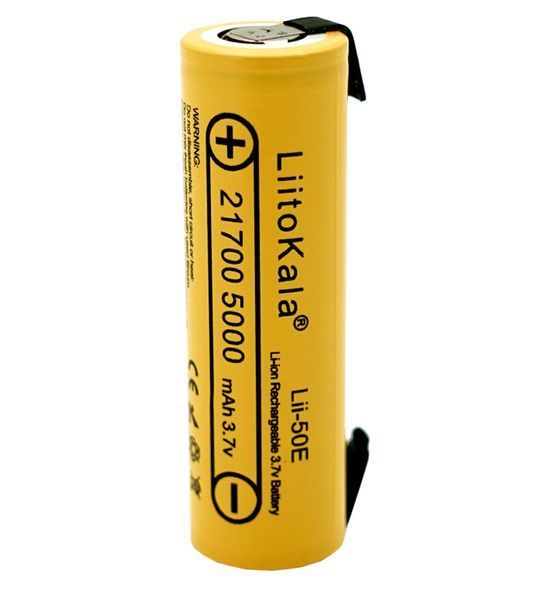 Акумулятор Liitokala 21700 Lii-50Е 3.7 V 5000 mAh з виведеннями під паяння (Жовтий)