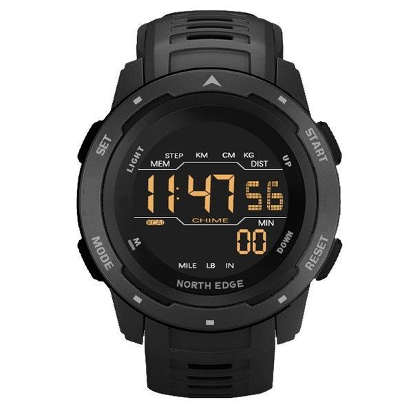 Часы мужские водостойкие тактические North Edge Mars Pro Black 5BAR Черный