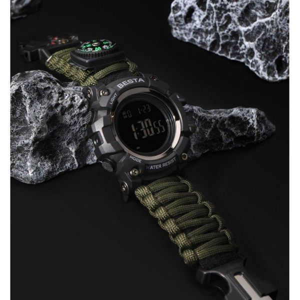 Часы мужские наручные Besta Tactical с компасом (Зеленый)