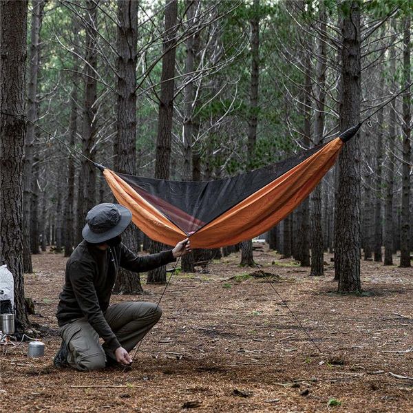 Гамак одноместный с москитной сеткой и тентом Naturehike NH20ZP092 Shelter camping 75D (Оранжевый)