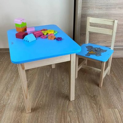 Дитячий стіл з ящиком та стільцем для навчання Слон