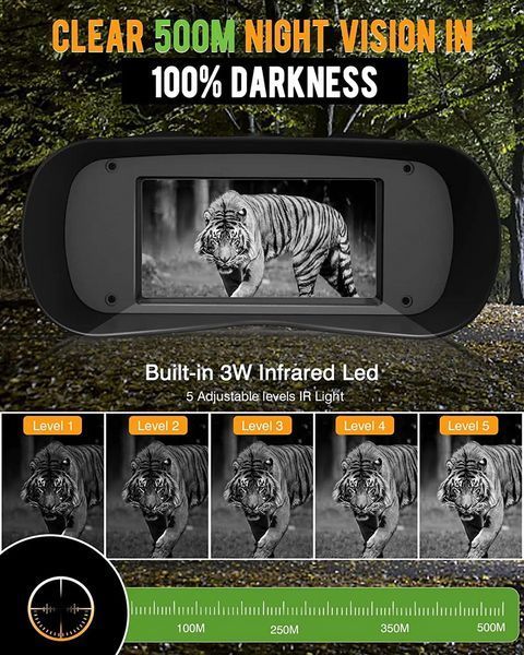 Бінокль нічного бачення NV500 5X 1080P (до 500м) Full Dark IR + карта 32G