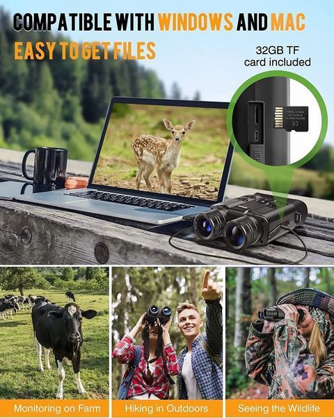 Бінокль нічного бачення NV500 5X 1080P (до 500м) Full Dark IR + карта 32G