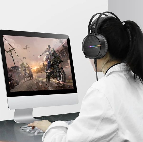 Дротові ігрові навушники Hoco W100 touring gaming з мікрофоном Чорні