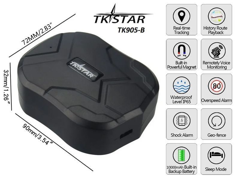 Автономный автомобильный GPS трекер TKStar TK-905B (big) 10000мАч на 180 дней + магнит