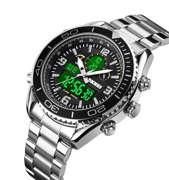 Мужские наручные часы Skmei 1600 (Серебристый)