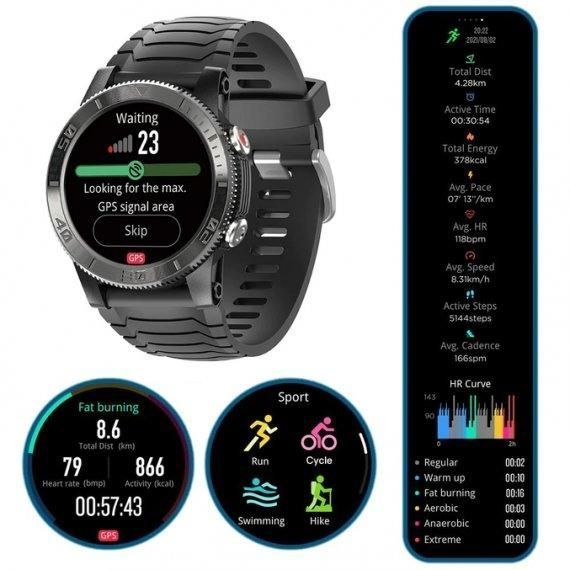 Чоловічий розумний наручний годинник North Edge XTrek з компасом (Чорний)