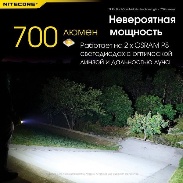 Ручной мини фонарик Nitecore TIP SE Type-C 700лм (4 режима) Черный