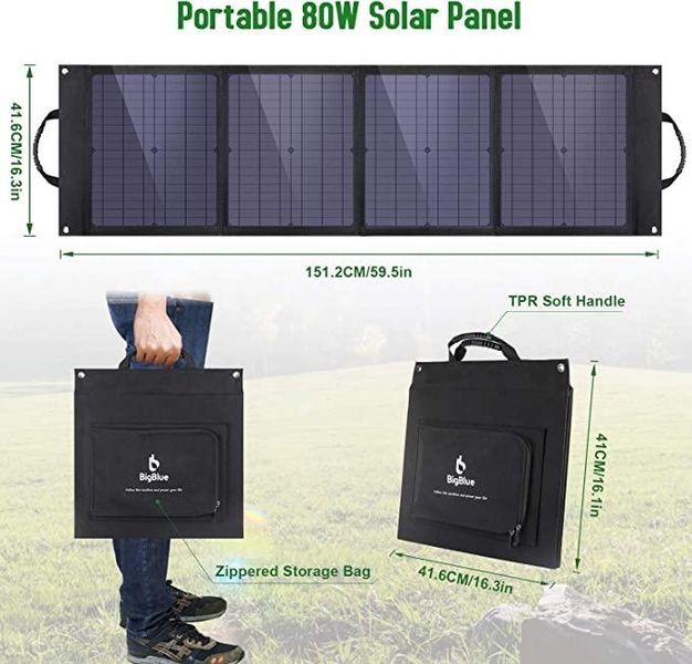 Складное солнечное зарядное устройство Solar panel BIGblue B406 80W Солнечная панель