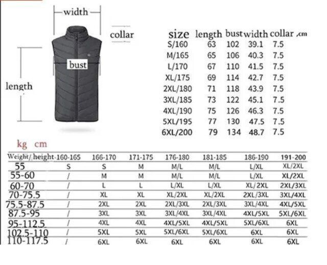 Мужской жилет с подогревом HeatFashion Electric Heating Vest (13 зон) Черный 7XL