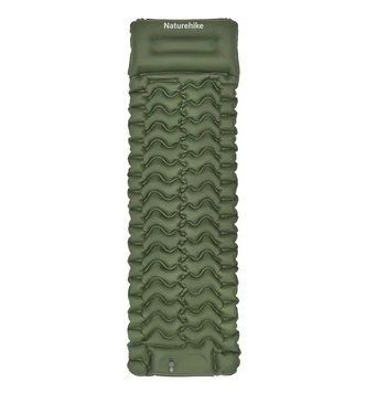 Матрас надувной одинарный Naturehike FC01 со встроенным ножным насосом (Зеленый)