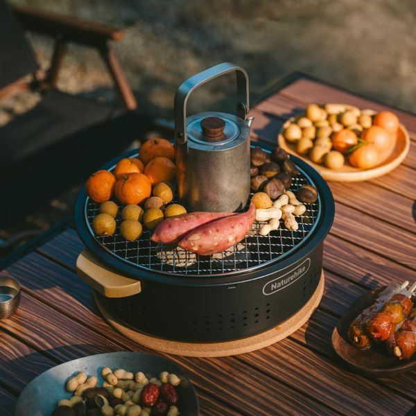 Піч настільна кругла з решіткою гриль і сковорідкою Naturehike CNK2550CF010 36х32.6х12 см хромоване залізо