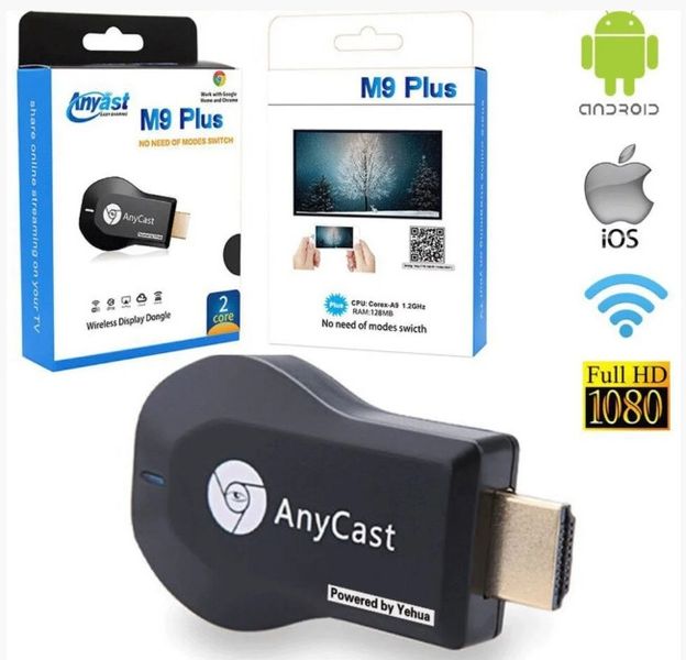 Медиаплеер ресивер HDMI Wi-Fi приемник Miracast AnyCast M9 plus для Smart ТВ