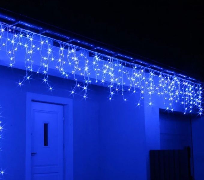 Гирлянда уличная Бахрома 5 м 120 Led (на белом проводе, с переходником) Синяя