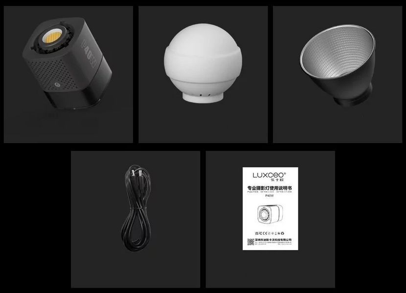 Монохроматичний освітлювач Luxceo P40W COB LED для фотостудії