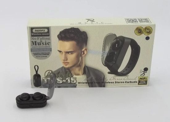 Бездротова Bluetooth стерео гарнітура Remax TWS-15 з кейсом Чорний