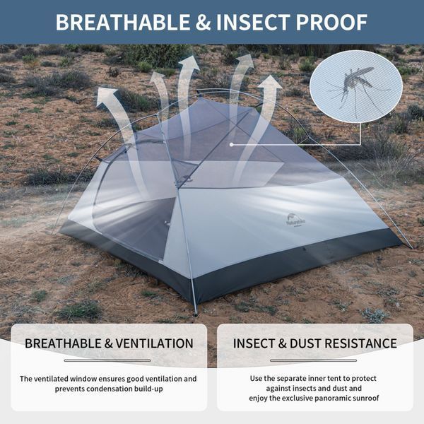 Намет легкий тримісний з футпринтом Naturehike Cloud Up 3 UL NH18T030-TT 20D (Темно-синій)