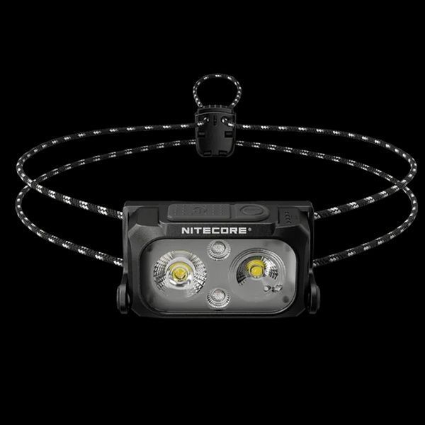 Налобний легкий ліхтарик Nitecore NU25 UL New з білим та червоним світлом (Чорний)