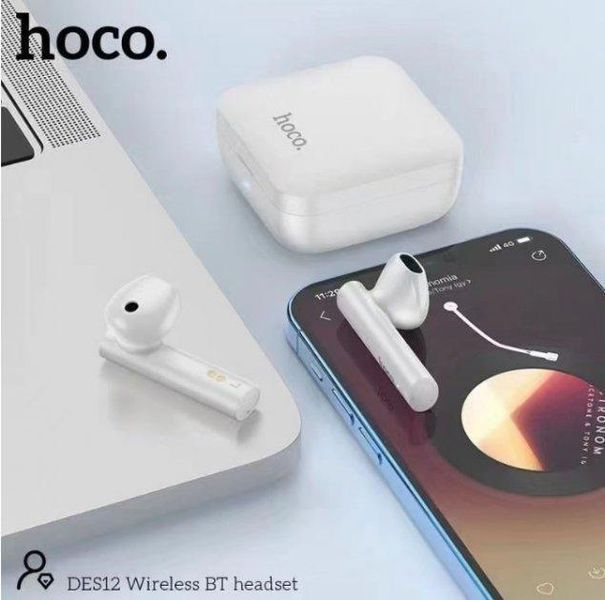 Беспроводные сенсорные наушники гарнитура Hoco DES12 Bluetooth Белый