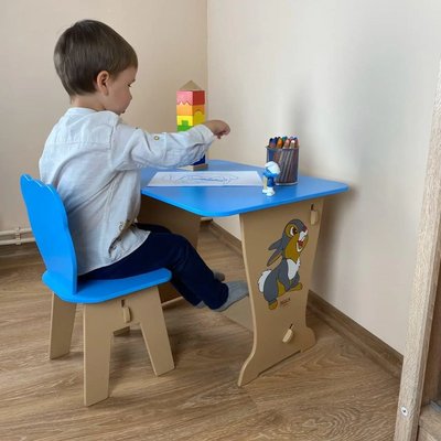 Дитячий стіл парта зі стільчиком для малювання та навчання Зайчик