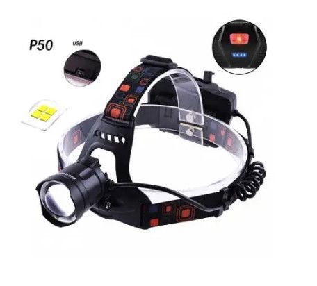 Налобний ліхтар Police BL-XQ-218-HP50 zoom + Power bank + microUSB + 3х18650 + 3 режим