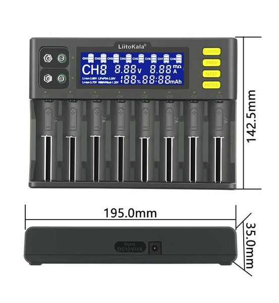 Заряднoe устройство Liitokala Lii-S8 (на 8 каналов) с блоком питания и автомобильным адаптером