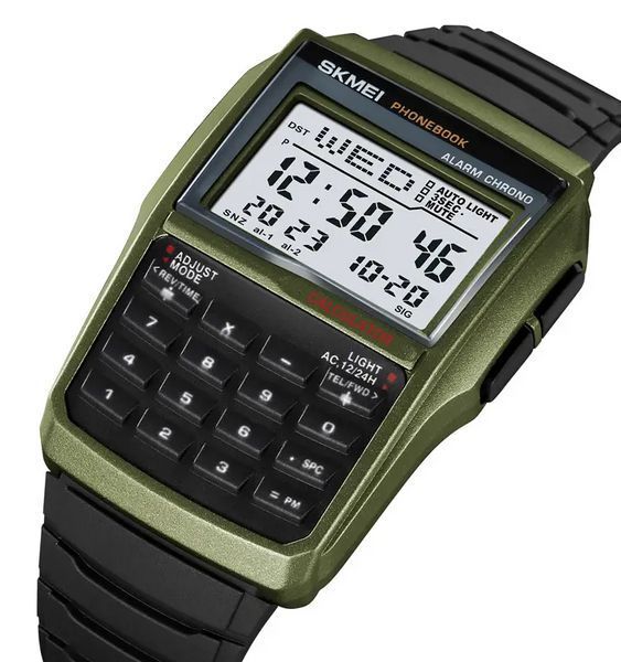 Мужские наручные часы с калькулятором Skmei 2255 (Зеленые)